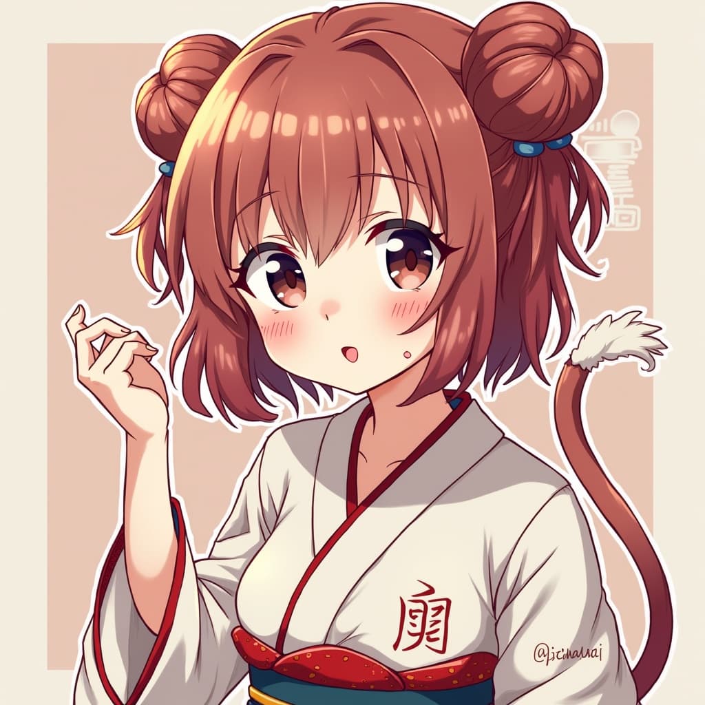 着物姿のアニメキャラクターイラスト